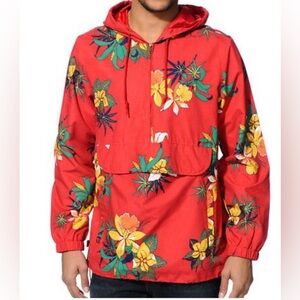 Obey Red Floral hooded jacket